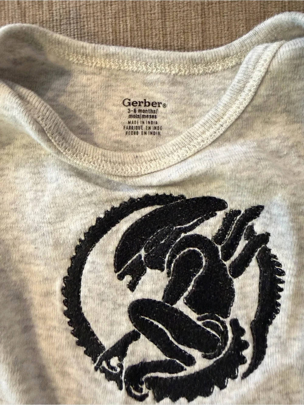 Gerber One-Piece Bodysuits - Gray & Black Alien Predator Logo